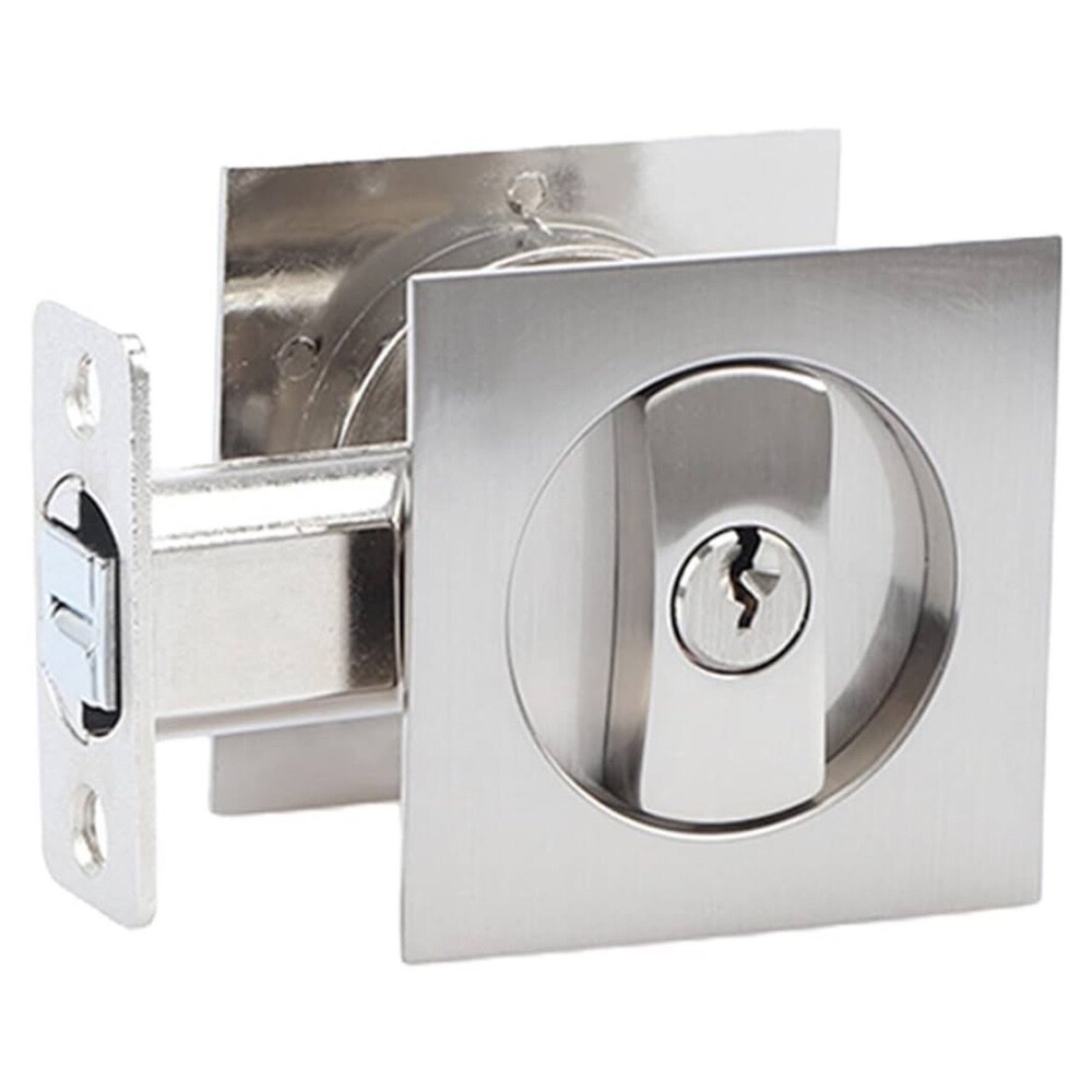 LWZH Brushed Silver Privacy Pocket Door Lock